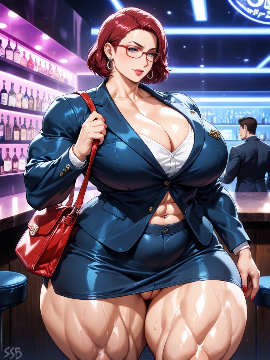 두꺼운 허벅지, Glasses, Extremely Large Ass 게이 AI 포르노