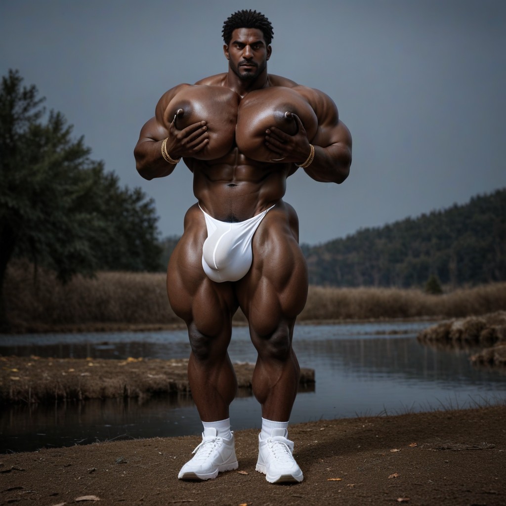 African, Massive, 근육질 체형 게이 AI 포르노