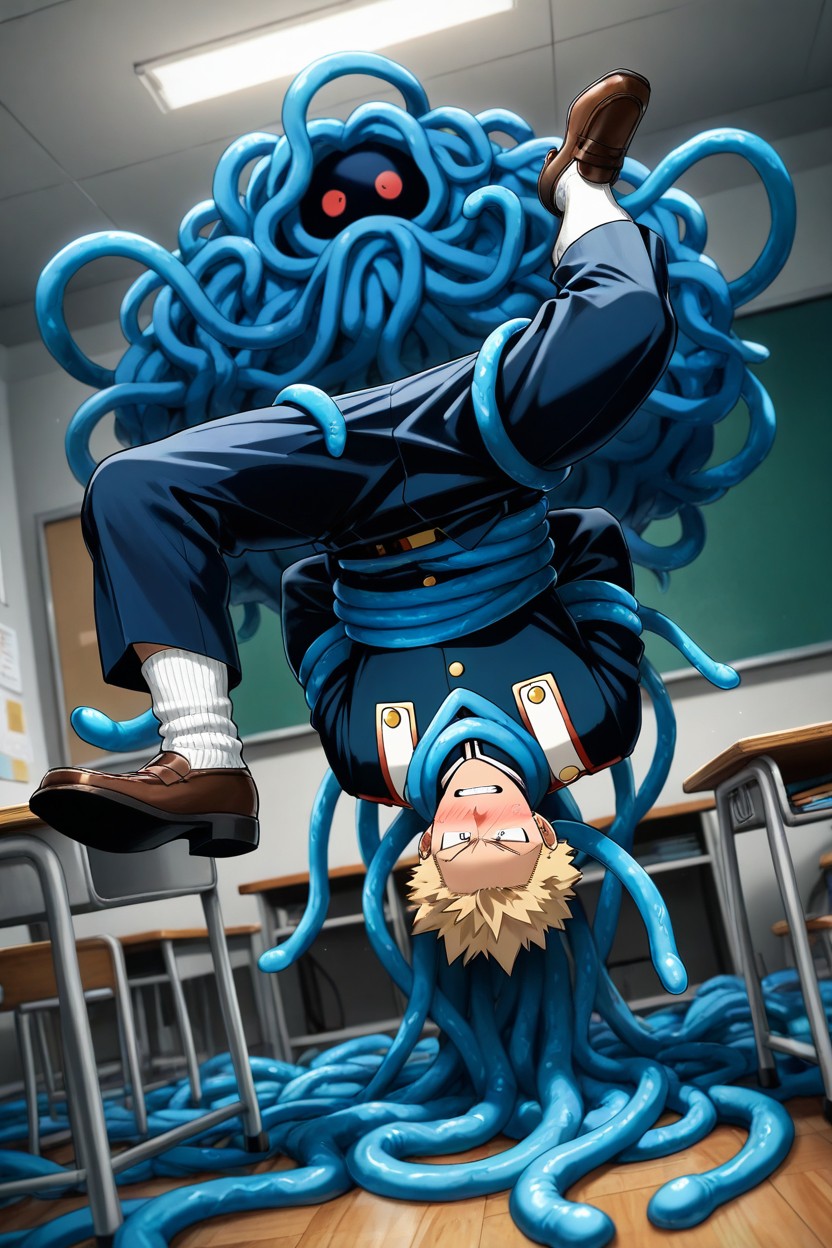 Dark, Pants Pulled Off, Legs Spread Out By Blue Tentacles ゲイAIエロ