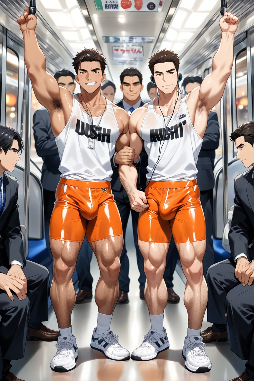 Low Cropped White Muscle Tank, Tight Bulge, Lightweight Clothes AI同性恋黄片