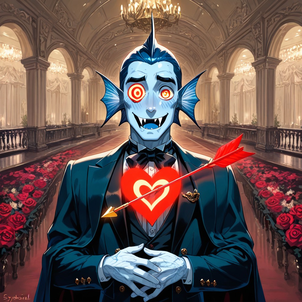 Anthropomorphic Fish, A _cupid Flying Beside Him, Stone Walls AI Gay Porn