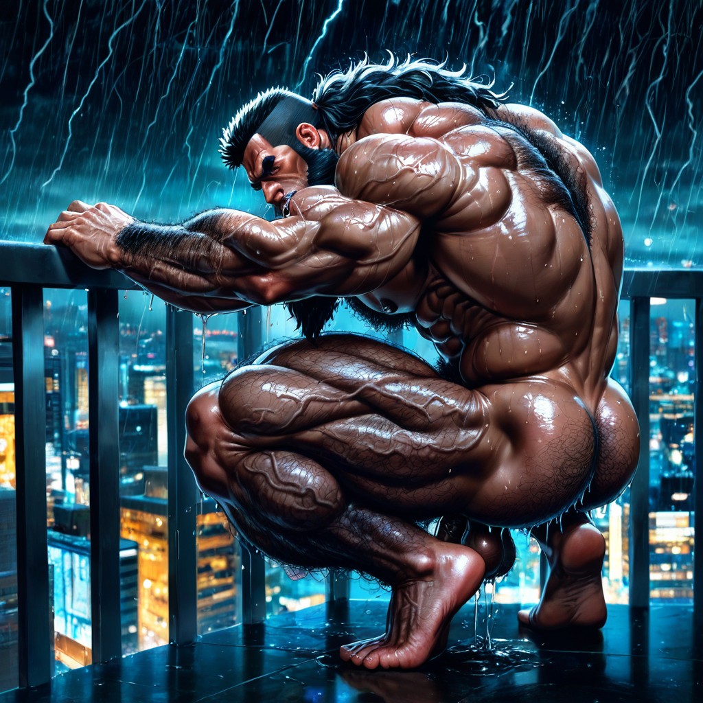 Detailed Muscles, Hyper Hairy Body, Cock Sucking Himself AI同性恋黄片