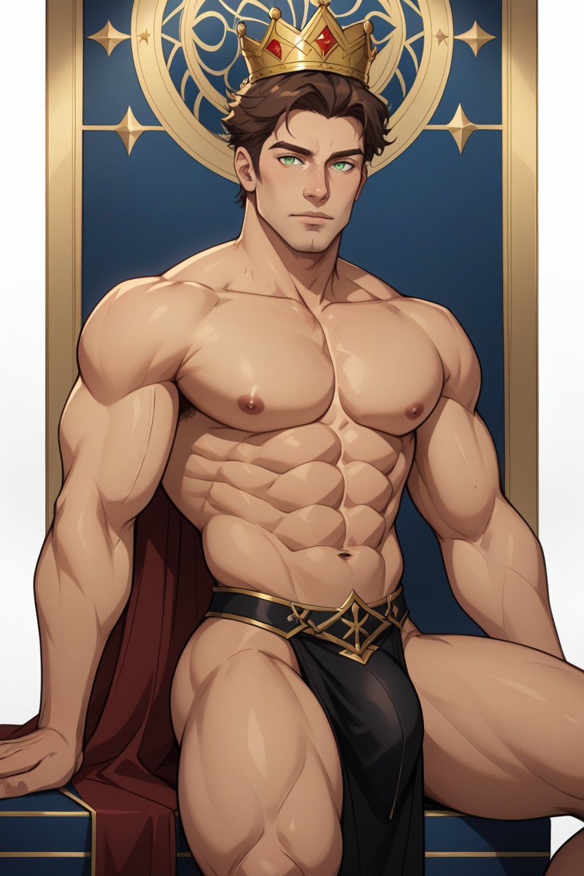 Demon King, Pelo Moreno, Piernas Abiertas Porno gay IA