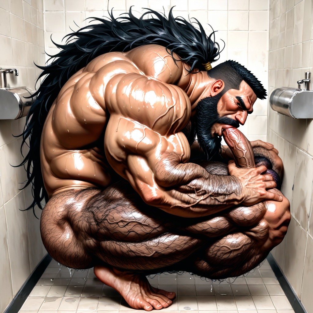 Cock Sucking Himself, Long Beard, Sweat Dripping From Face AI同性恋黄片