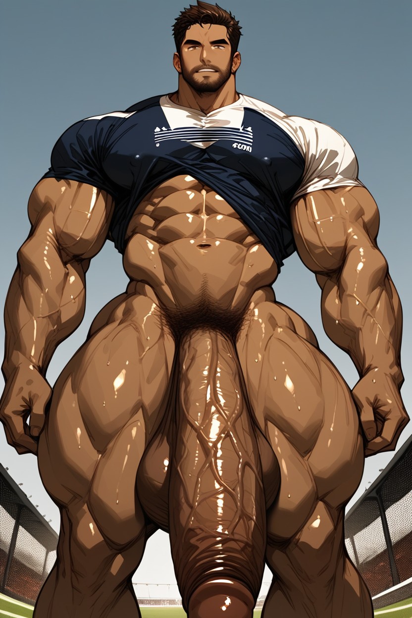 Latino, Balls Hanging Low, Tan Latino Bodybuilder 게이 AI 포르노
