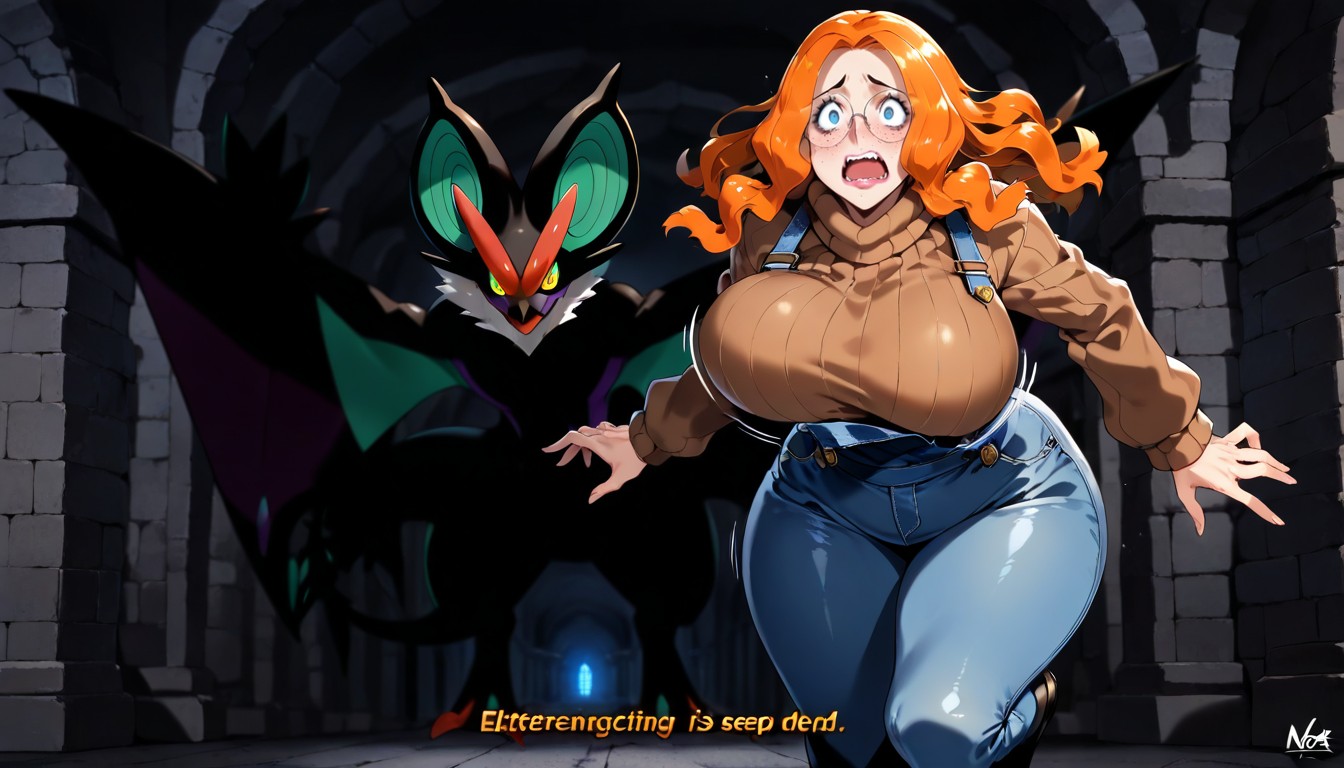 Noivern As Dark Shadow With Only Eyes And Teeth Catching Minimal Light, Brown Sweater, Milf ИИ гей порно