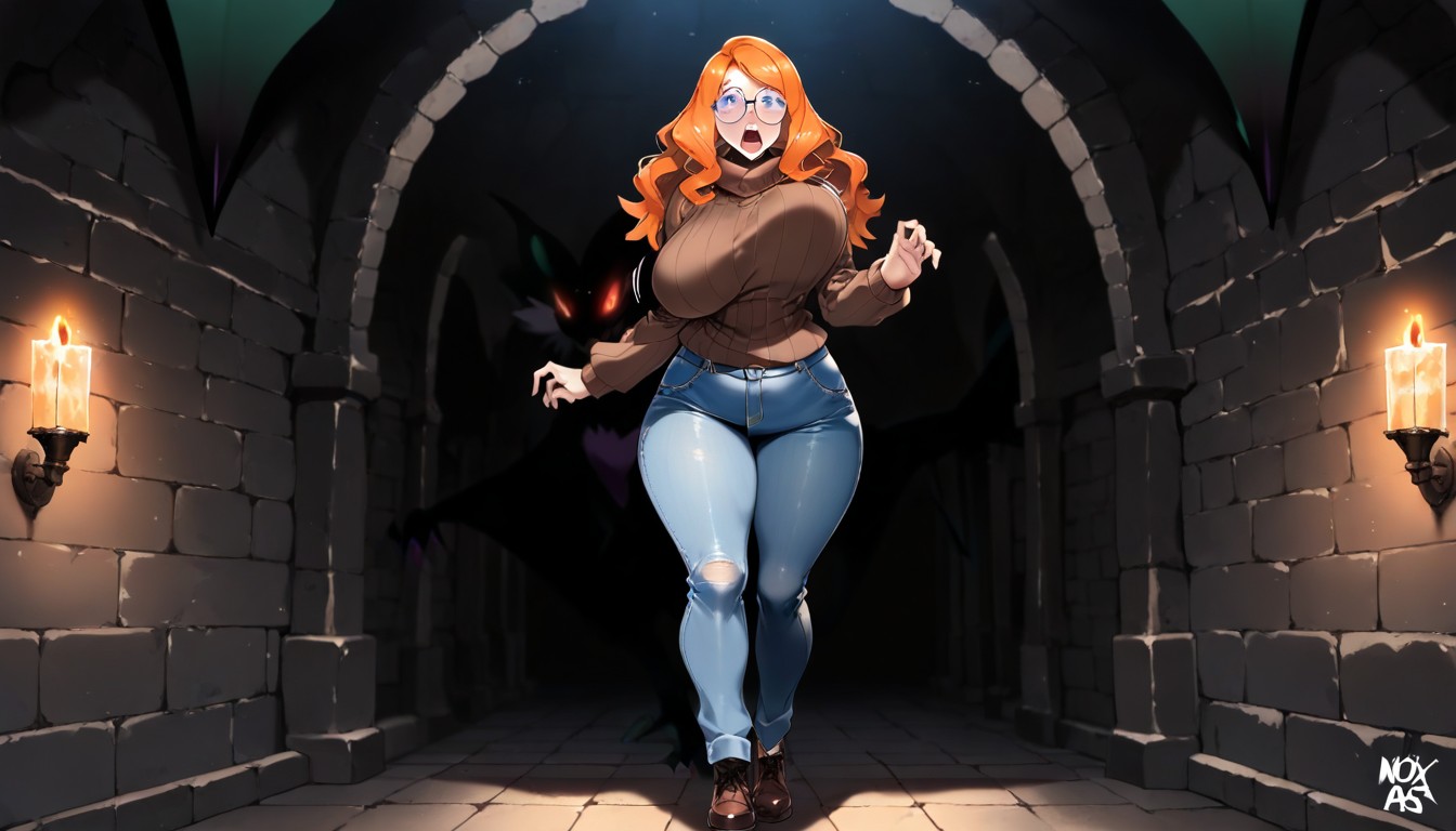 Woman Has Enormous Tits, Ginger Hair, Round Glasses AI同性戀黃片