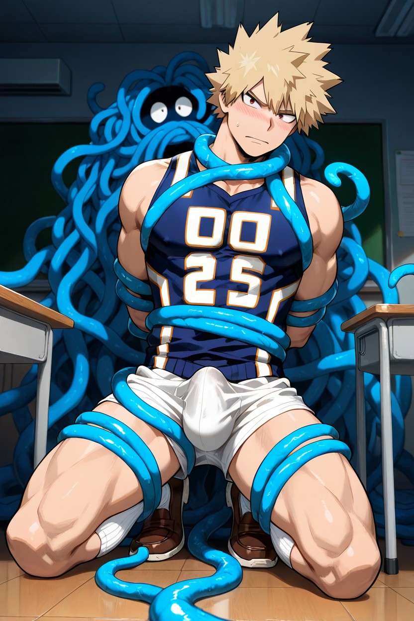 Realistic Lighting, Squatting, Legs Spread Out By Blue Tentacles AI同性恋黄片