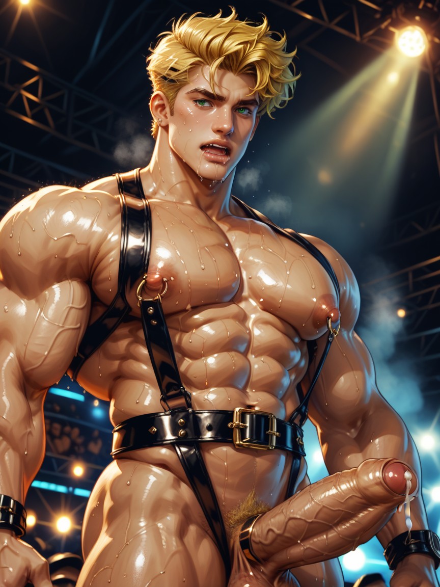 Стон, Massive Nipples, Hunky Masculine Male Stripper ИИ гей порно