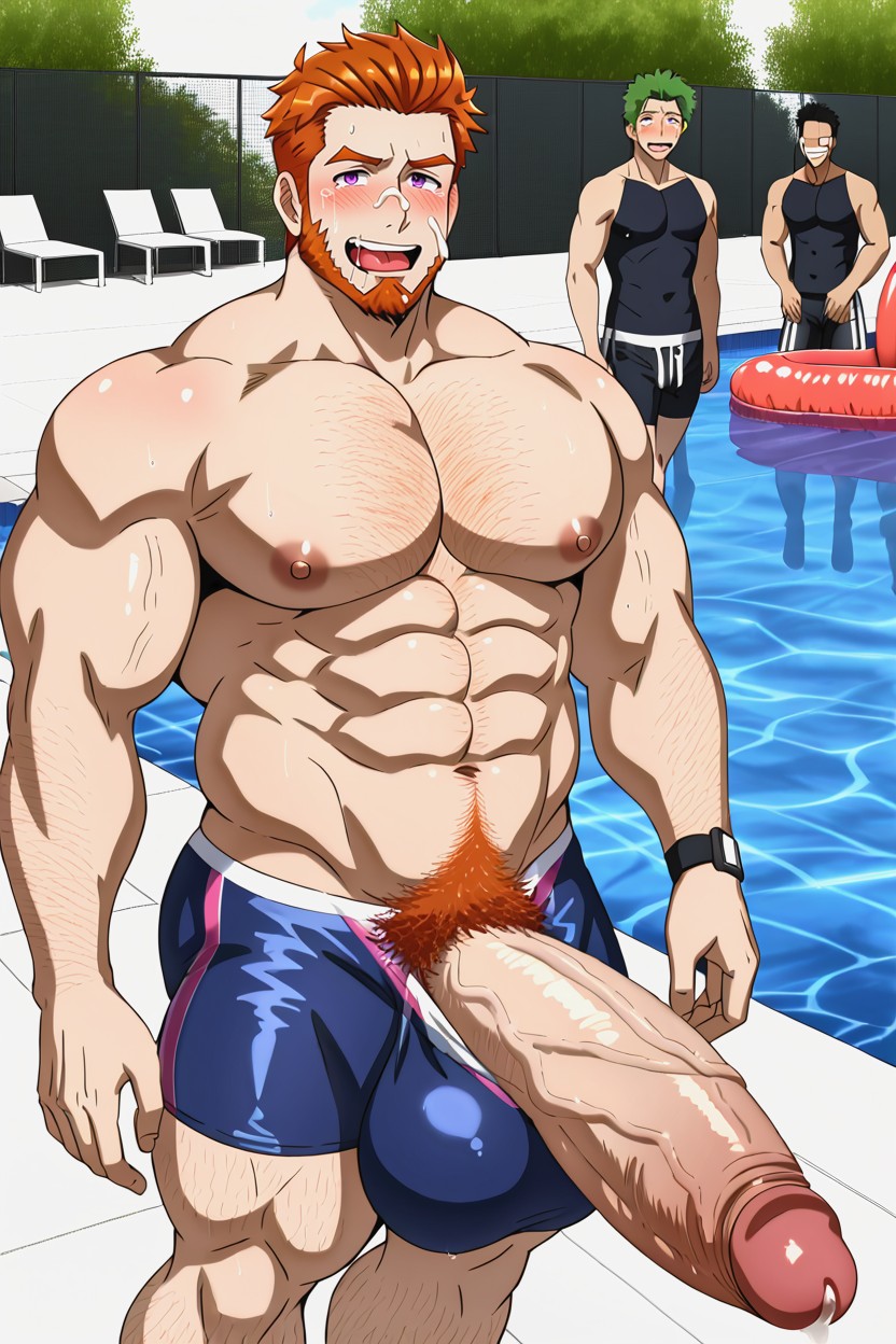At Public Pool, Happy Crying, Orgasm Face AI Gay Porn
