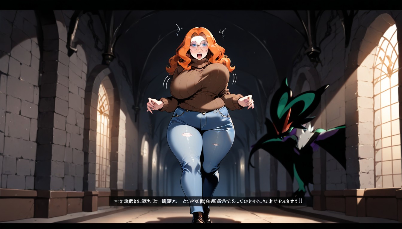 Woman Runs In Panic, Full Thighs, Sparkling Blue Eyes AI同性戀黃片