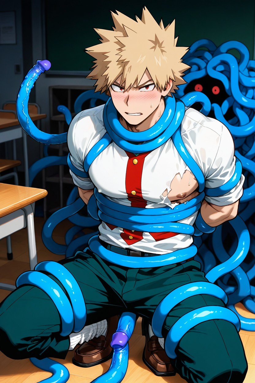Long White Slouch Socks, Realistic Lighting, Bakugo From My Hero Academia 게이 AI 포르노