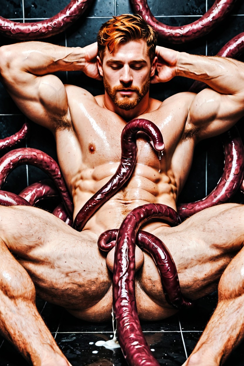 Fully Naked, Brown Tentacle Inside Anal, Muscular Stomach Abnormal Deformation ИИ гей порно