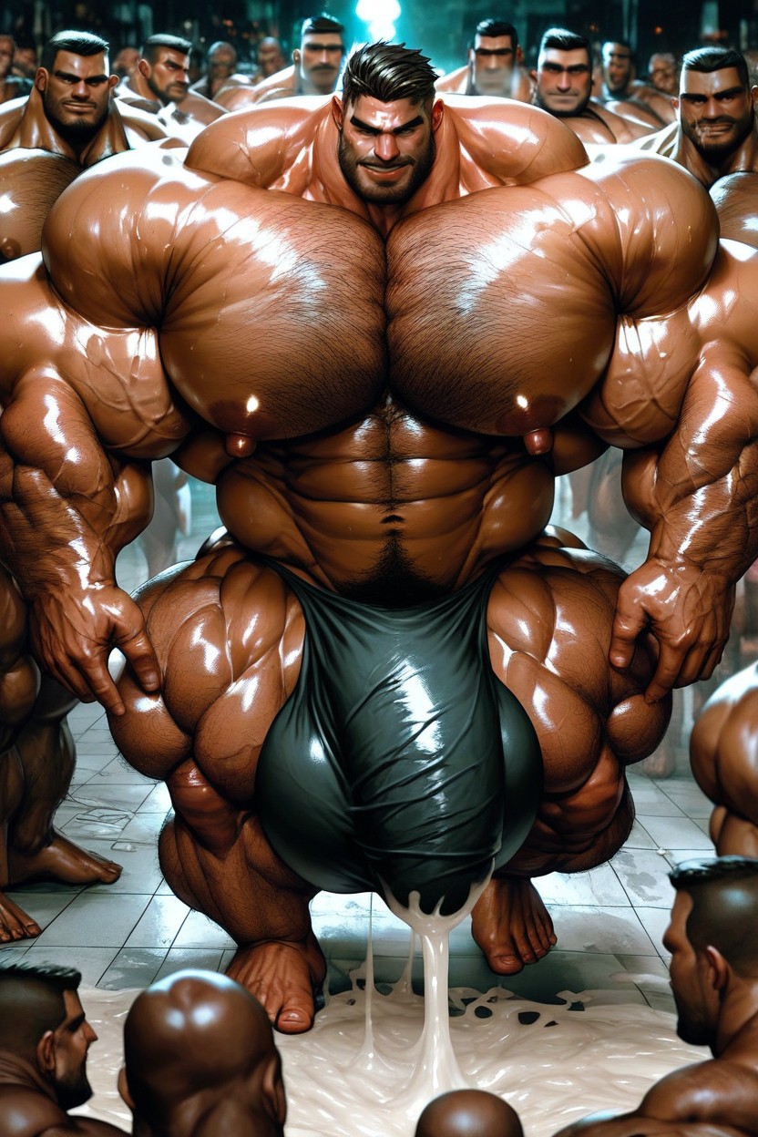 Giant Pecs, Huge Arms, Cum In Mouth Pornografia gay com IA