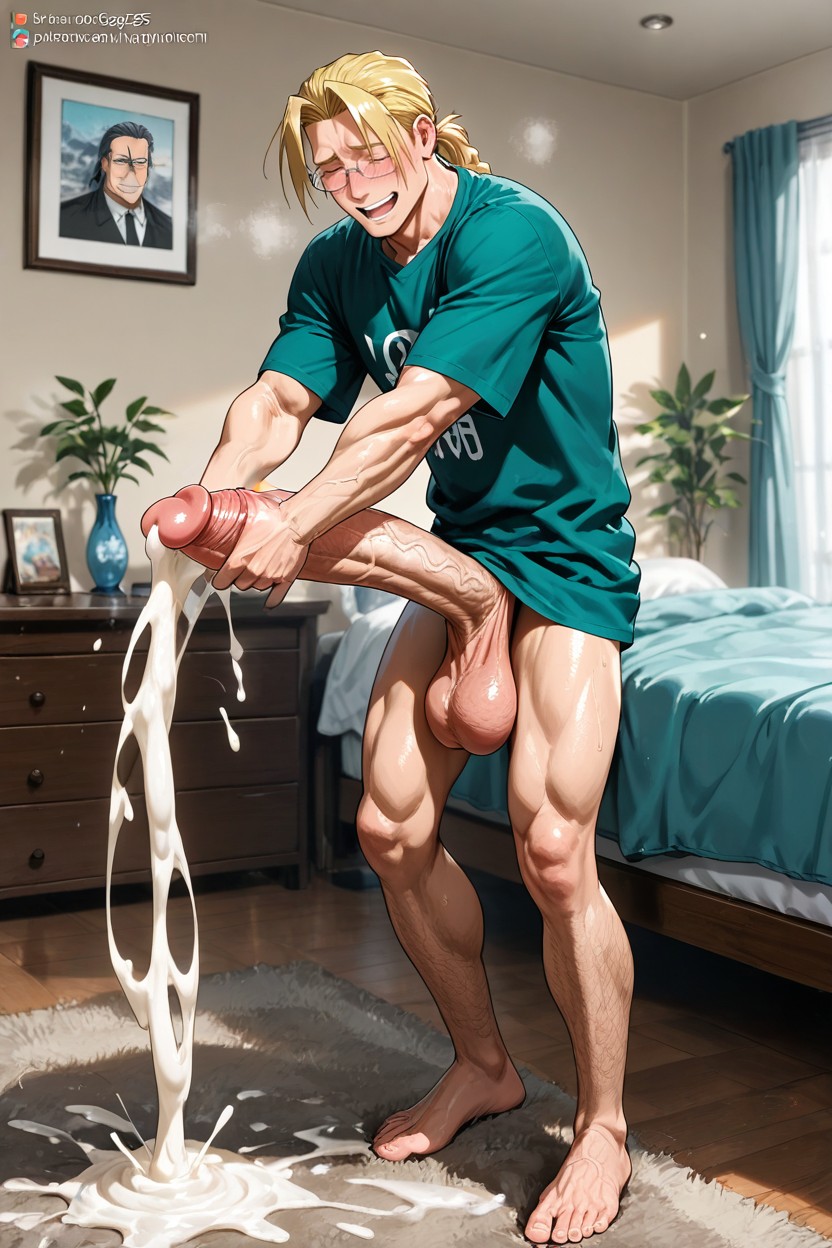 Masculine, Shy Big Dick Denny, Bedroom ゲイAIポルノ