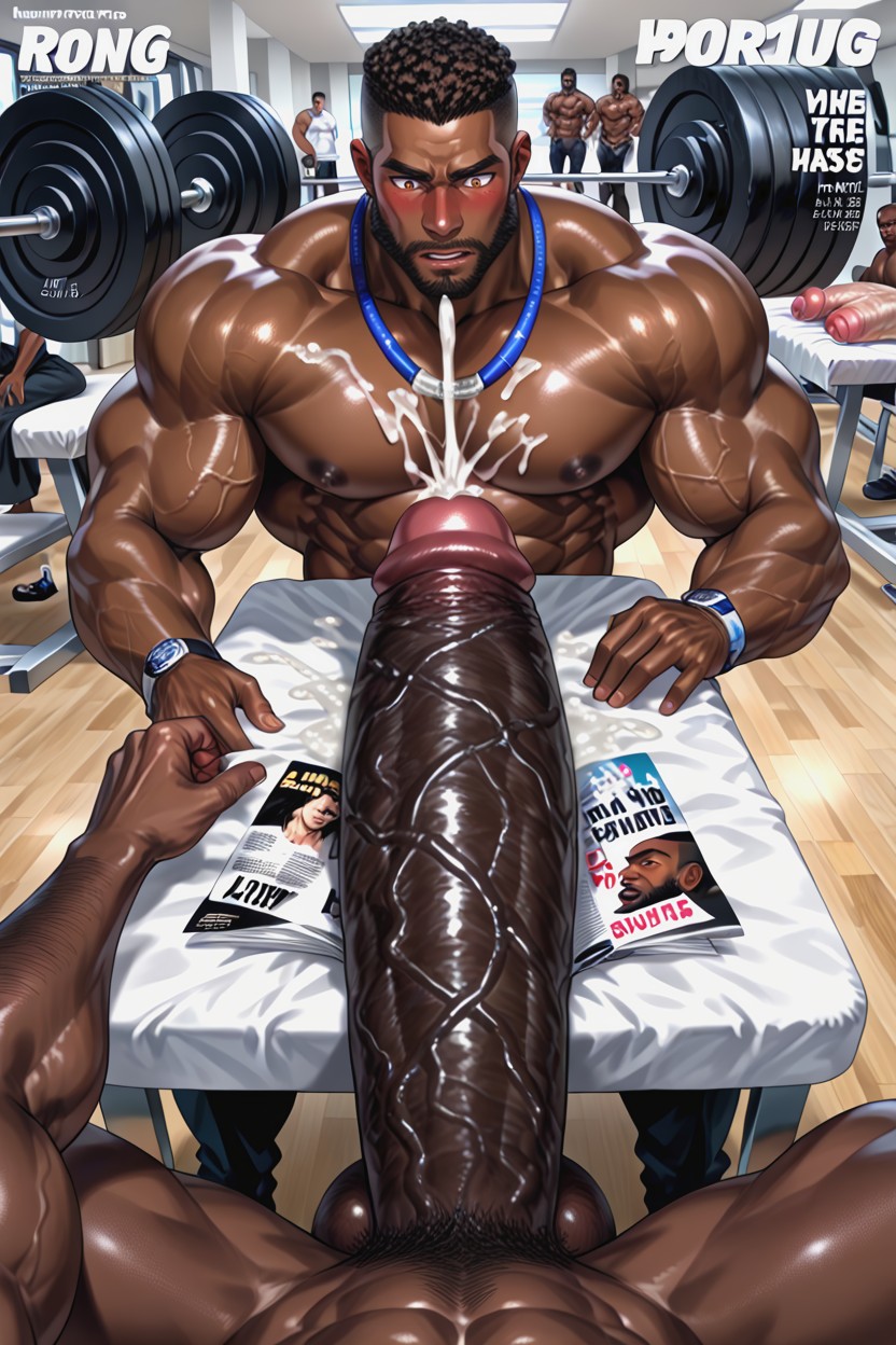 Full Face Blushing, Massaging African Man's Giant Hyper Penis, Magazine Cover AI同性恋黄片