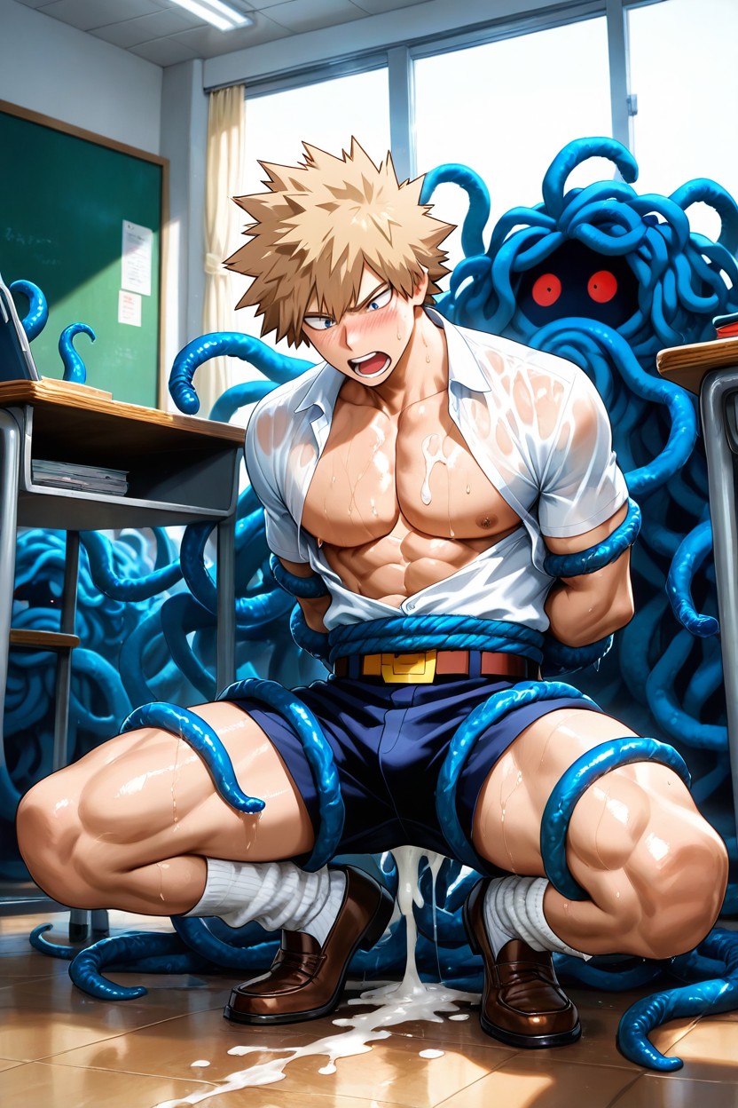 Face Sitting, Focus On Bakugo’s Socks, Cum On Floor Porno IA Gay