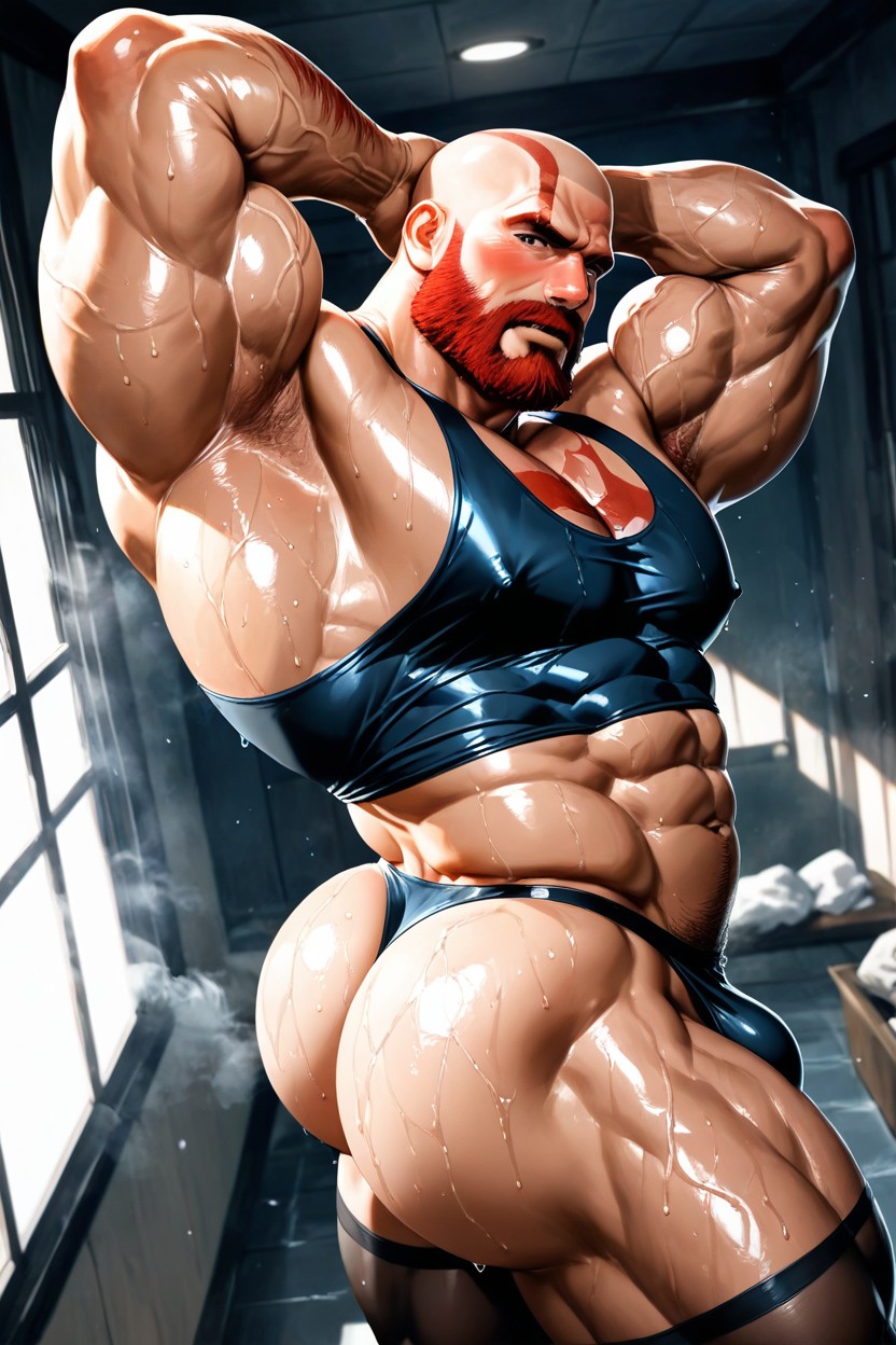 Hands Behind Head, Very Muscular, Transman With Pussy 게이 AI 포르노