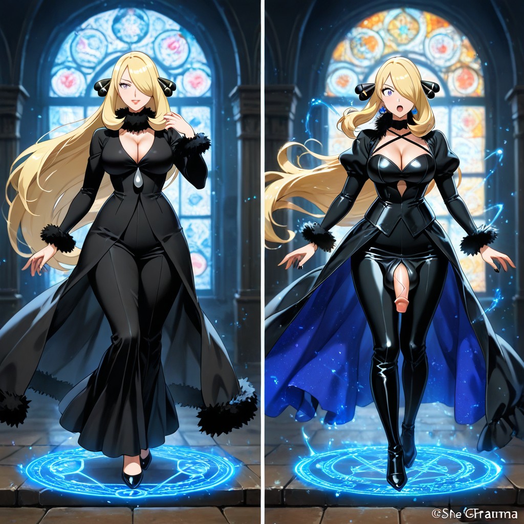 Ultra Detailed, Background Gothic Castle Ballroom With Towering Arches, Elegant Long Blonde Hair Flowing 게이 AI 포르노