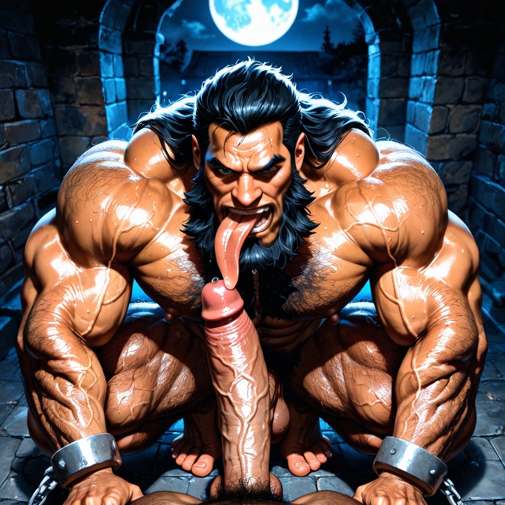 Night, Huge Beard, Full Moon Pornografia gay com IA