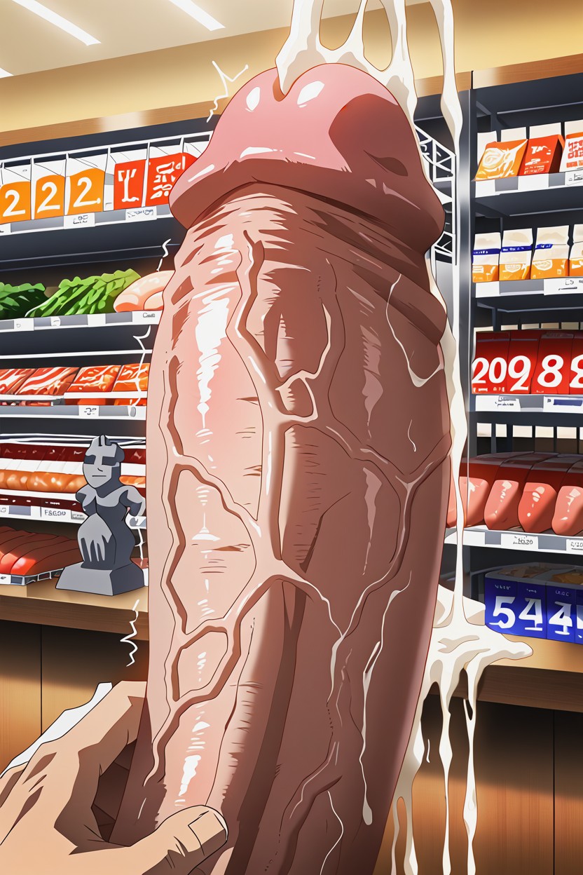 Massive Hyper Gigantic Thick Uncut Dick, Impossibly Oversized Giant Penis With Foreskin, Shelves ゲイAIポルノ