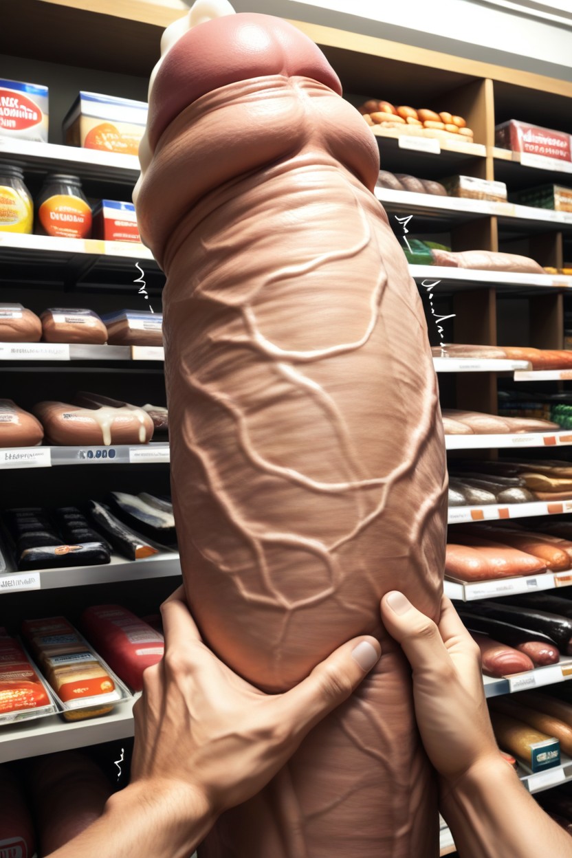 Hand Comes From Outside The Frame, Shelves, Stroking The Giant Hyper Cock Rapidly Until It Cums AI同性恋黄片
