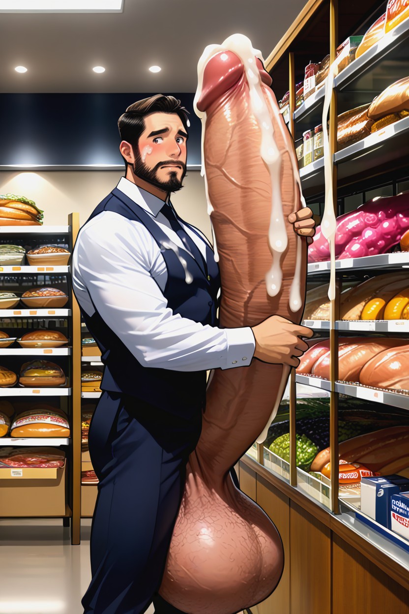 Hyper Excessive Cum, Hand Comes From Outside The Frame, Disembodied Penis On Shelf Like Object 게이 AI 포르노
