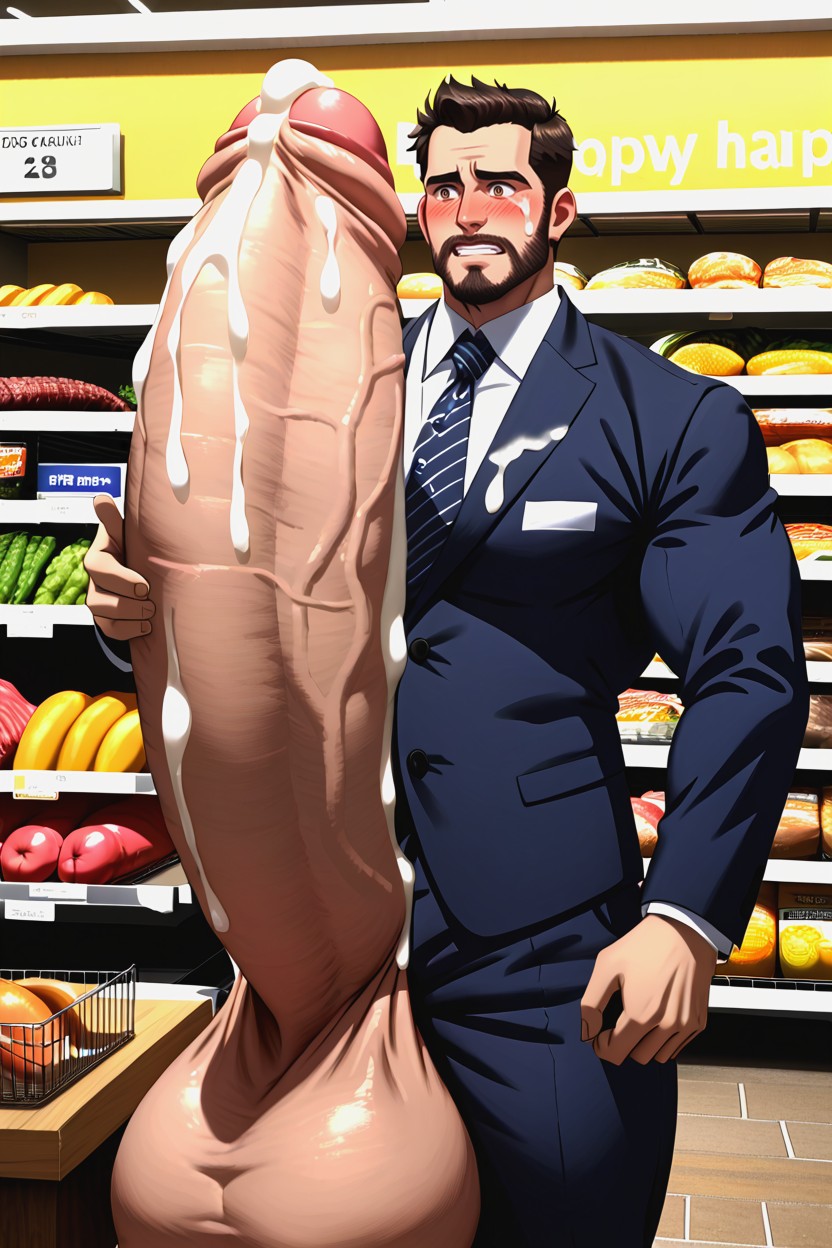 Cum All Over Face And Clothes, Supermarket, 18+ ゲイAIポルノ
