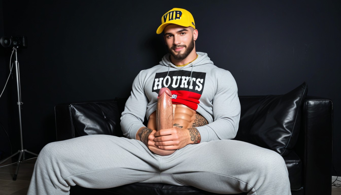 Venezolano, Exposing Erect Penis, Cap With Letters Vipfuk AI Gay Porn