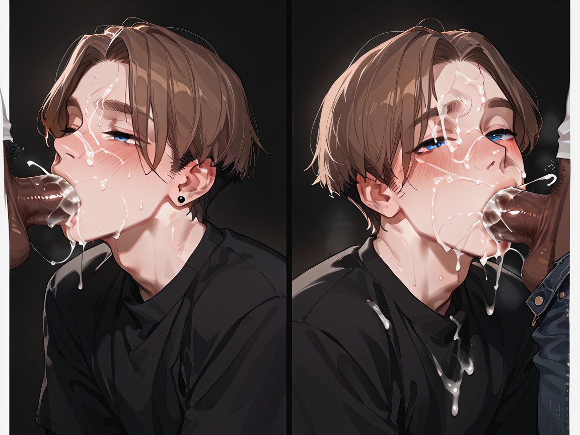 Pale Matte Dry-skin, Throat Fucking, Boyish Face AI Gay Porn