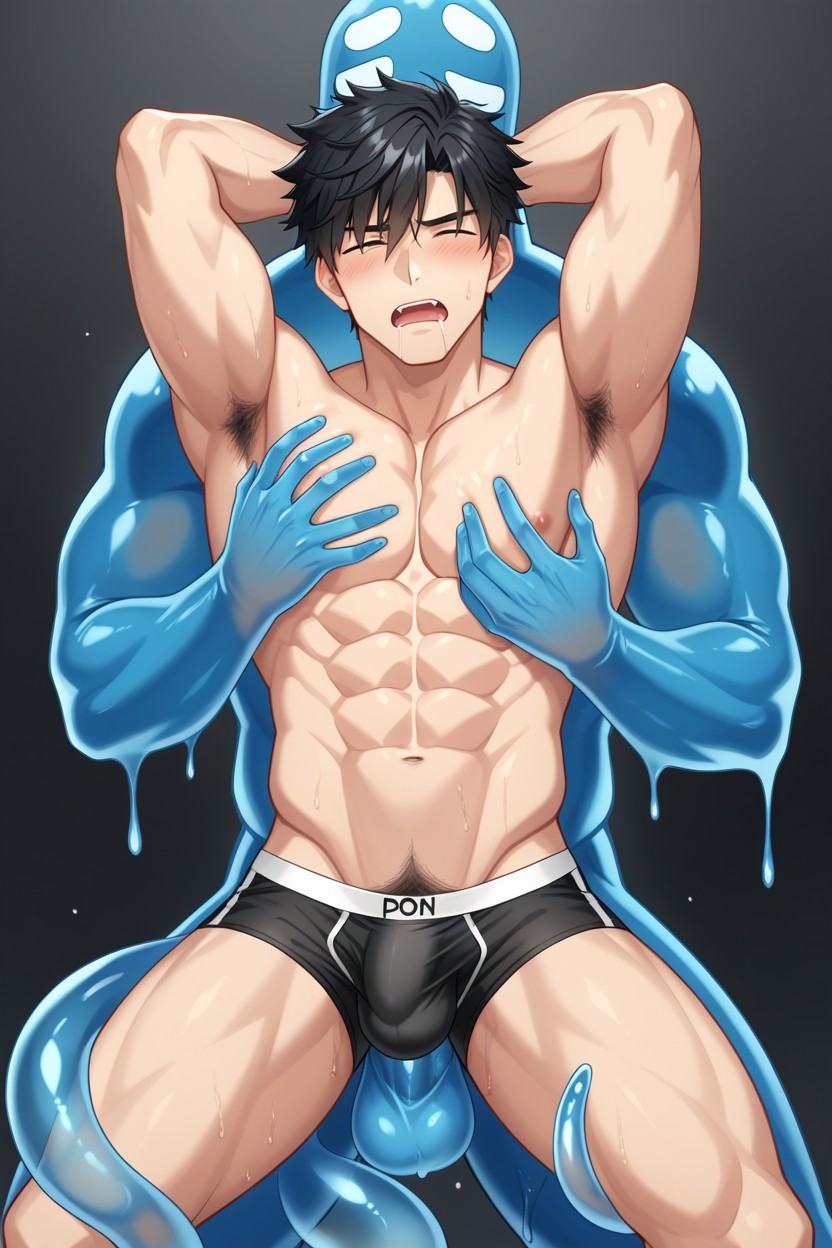 Slime Grab His Groni Or His Underwear, Muscular, Groping AI Gay Porn