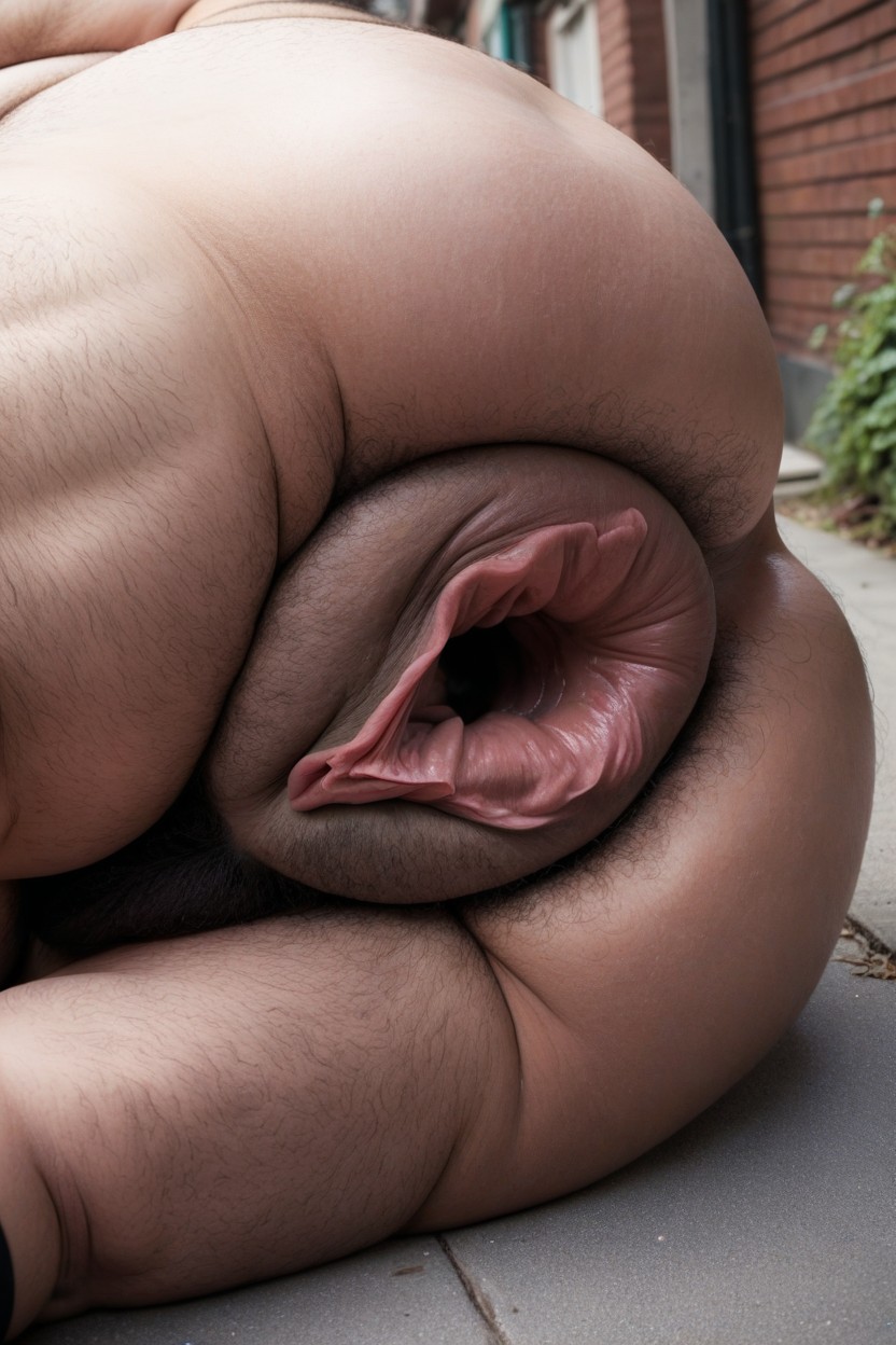 Obese Man, One Person, Puffy Gaping Anus AI Gay Porn
