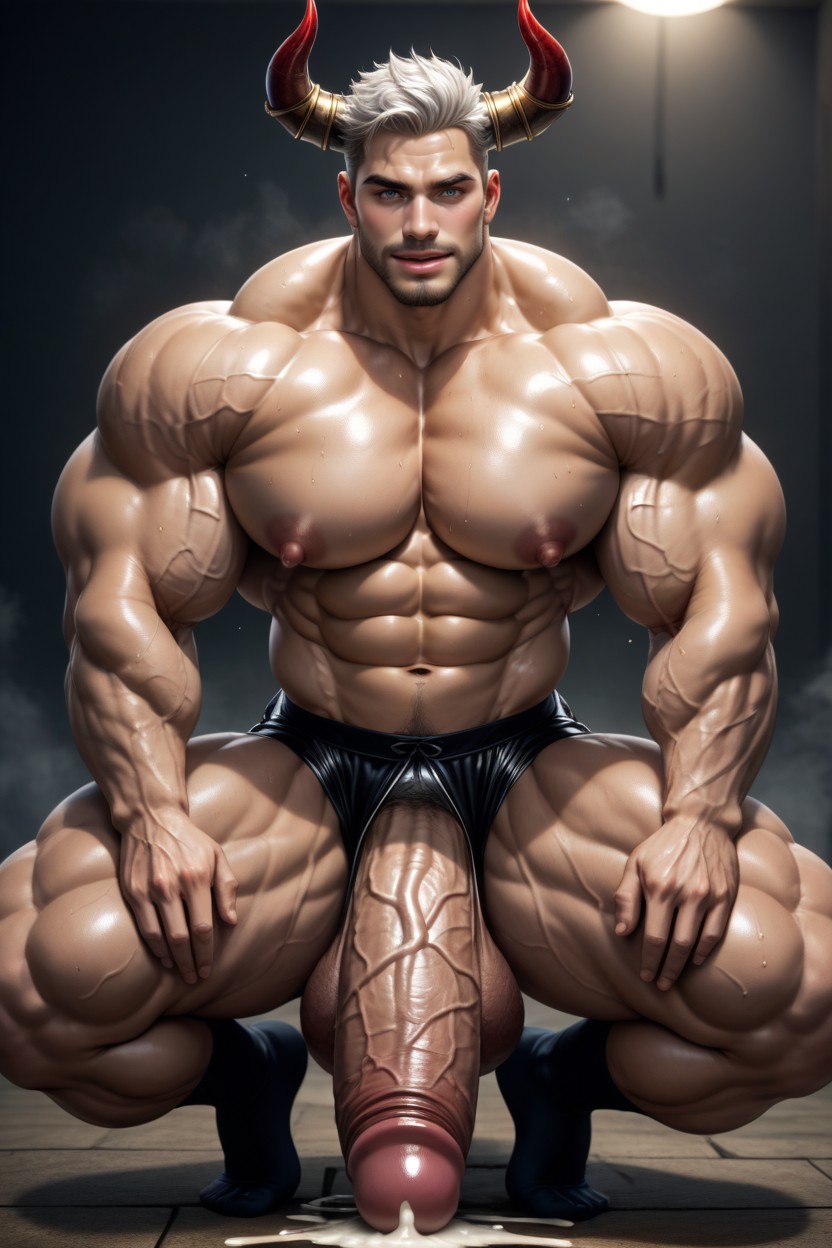 Dark Tan Skin, Big Thick Penis, Ball Growth AI Gay Porn