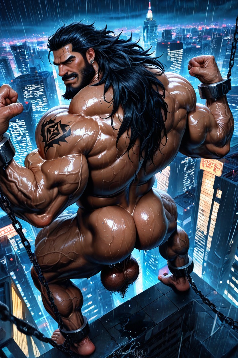 Caveman, Veiny Arms, Night AI Gay Porn