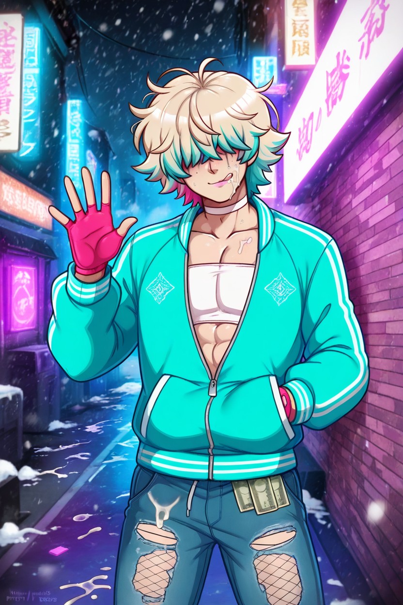 Waist Shot, Hand In Pocket, Messy Hair Over Eyes AI Gay Porn