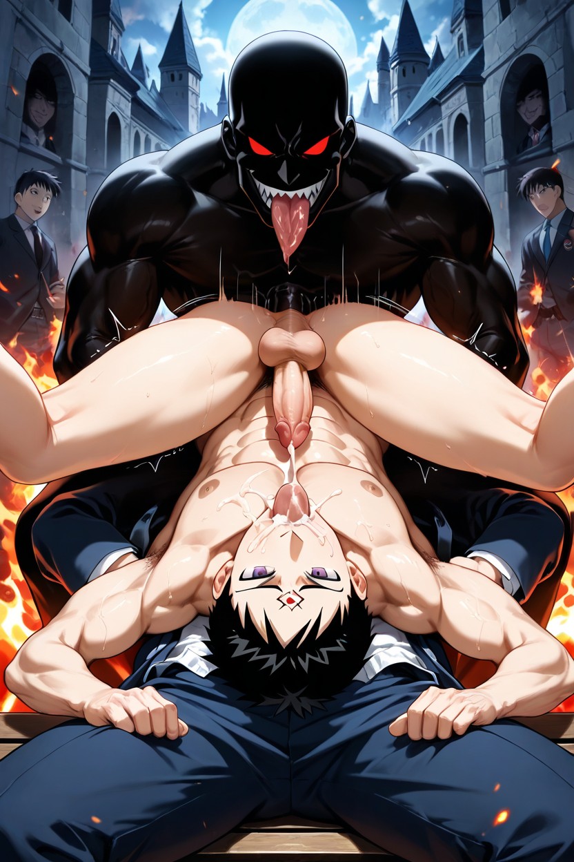 Cum In Mouth, Deepthroat, Many People Around AI Gay Porn
