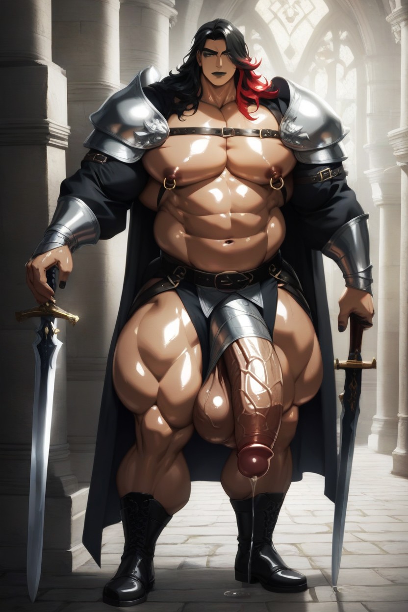 Shiny Skin, Hyper Thick Body, Dark Eyeshadow AI Gay Porn