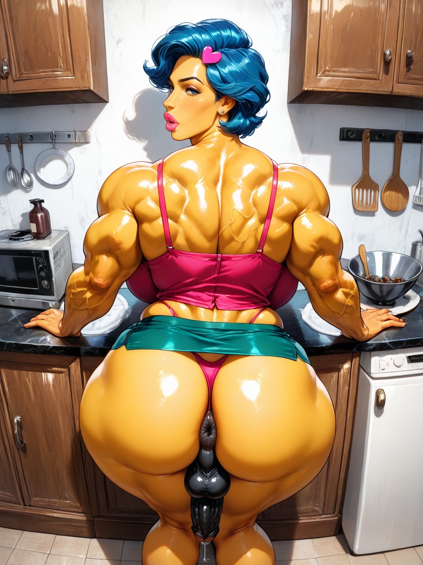 Precum, Extremely Large Ass, Blue Hair AI Gay Porn