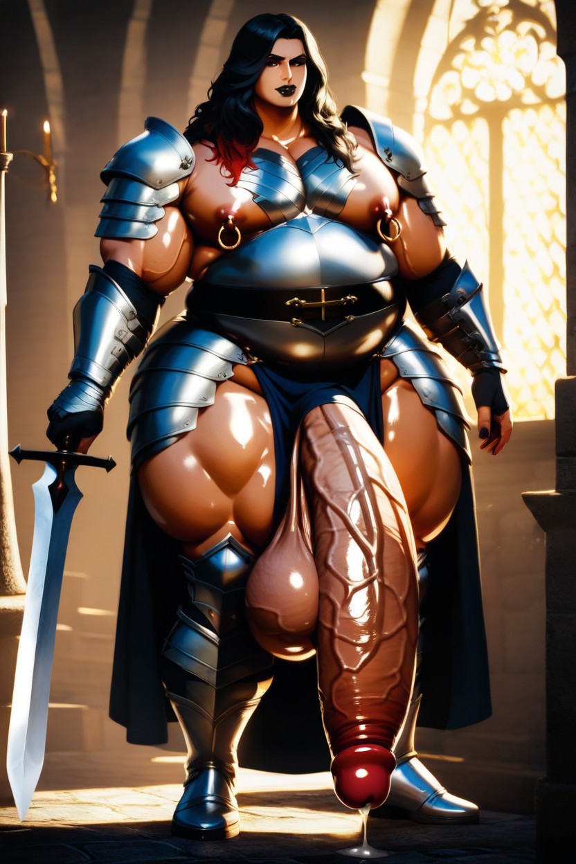 Hyper Thick Body, Armor Gloves, Brown Eyes AI Gay Porn