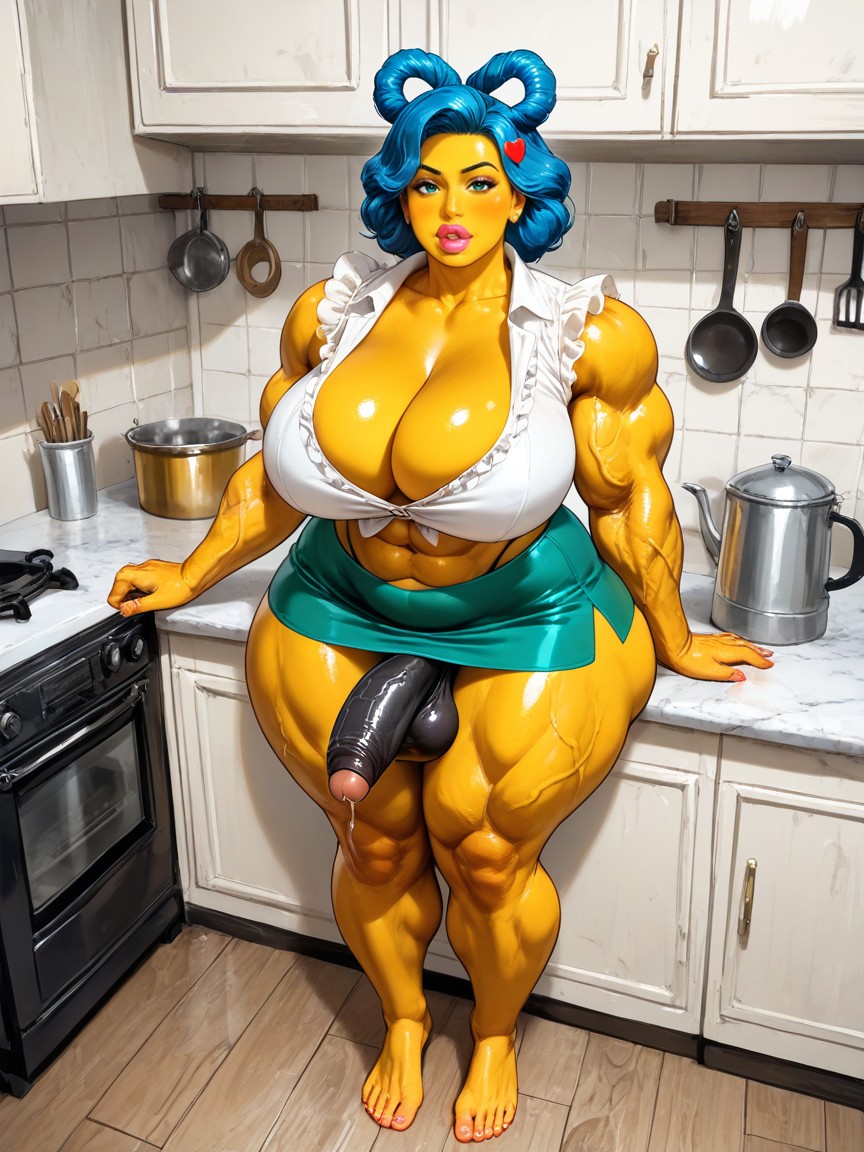 Filled Lips, Marge Simpson, Standing In The Simpson's Kitchen AI Gay Porn