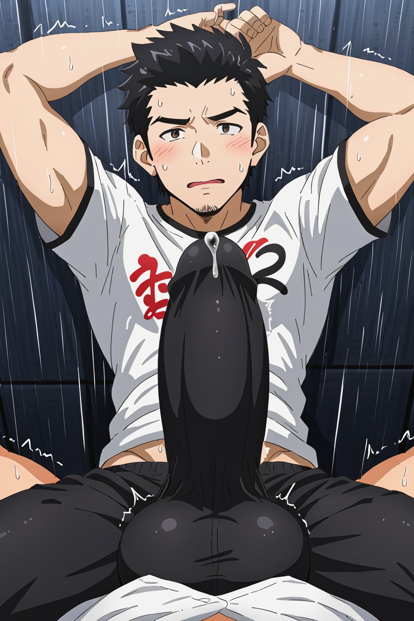 Pov, Distinguishable Balls And Penis Shape, Fabric On Tip Wet From Precum AI Gay Porn