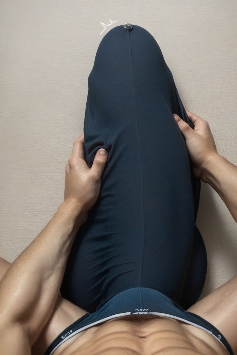 Fabric Wet From Precum On The Tip Of The Glans, Thick Dick, Huge Erect Hard Throbbing Bulge AI Gay Porn