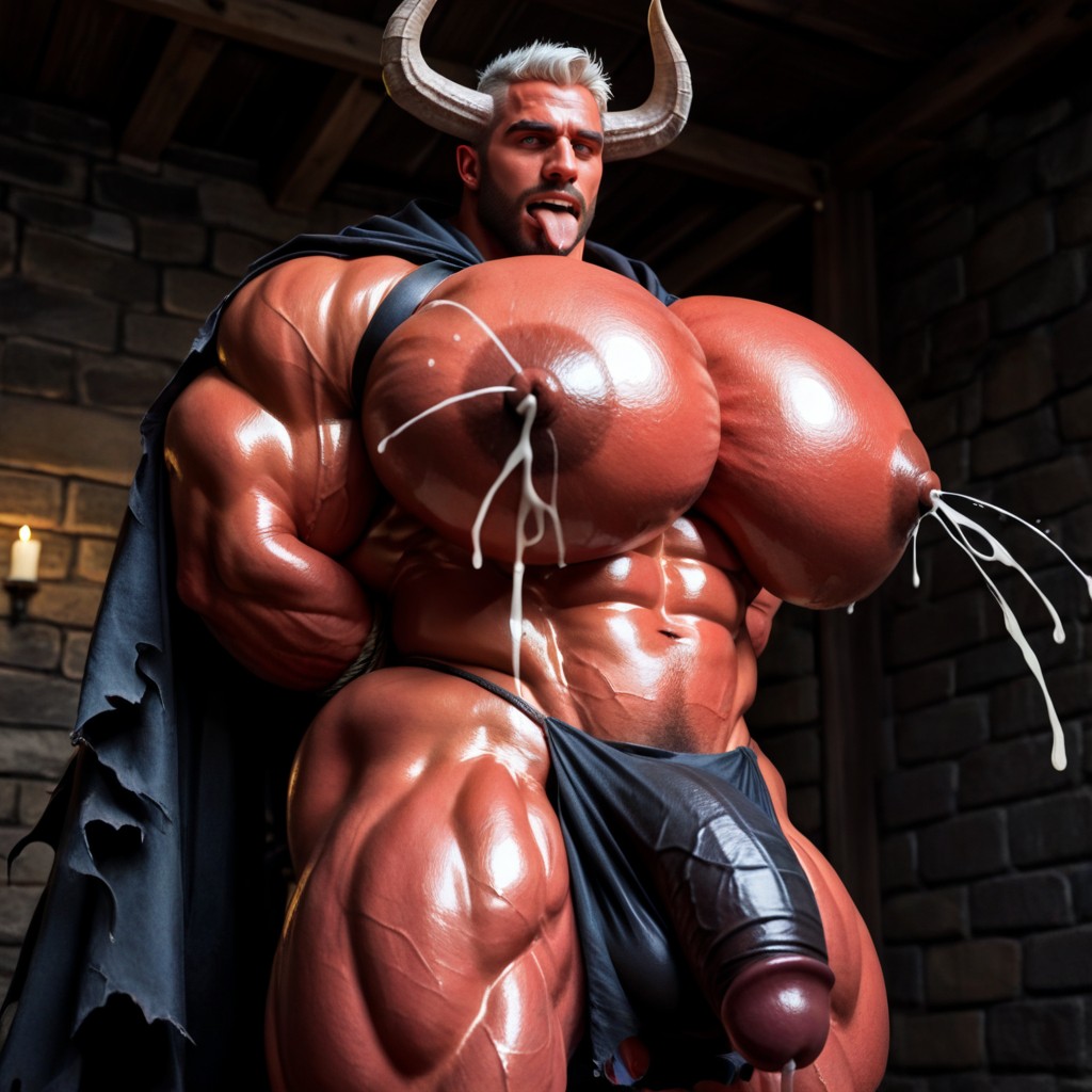 Muscular, Wide Angle, Bottom Up AI Gay Porn