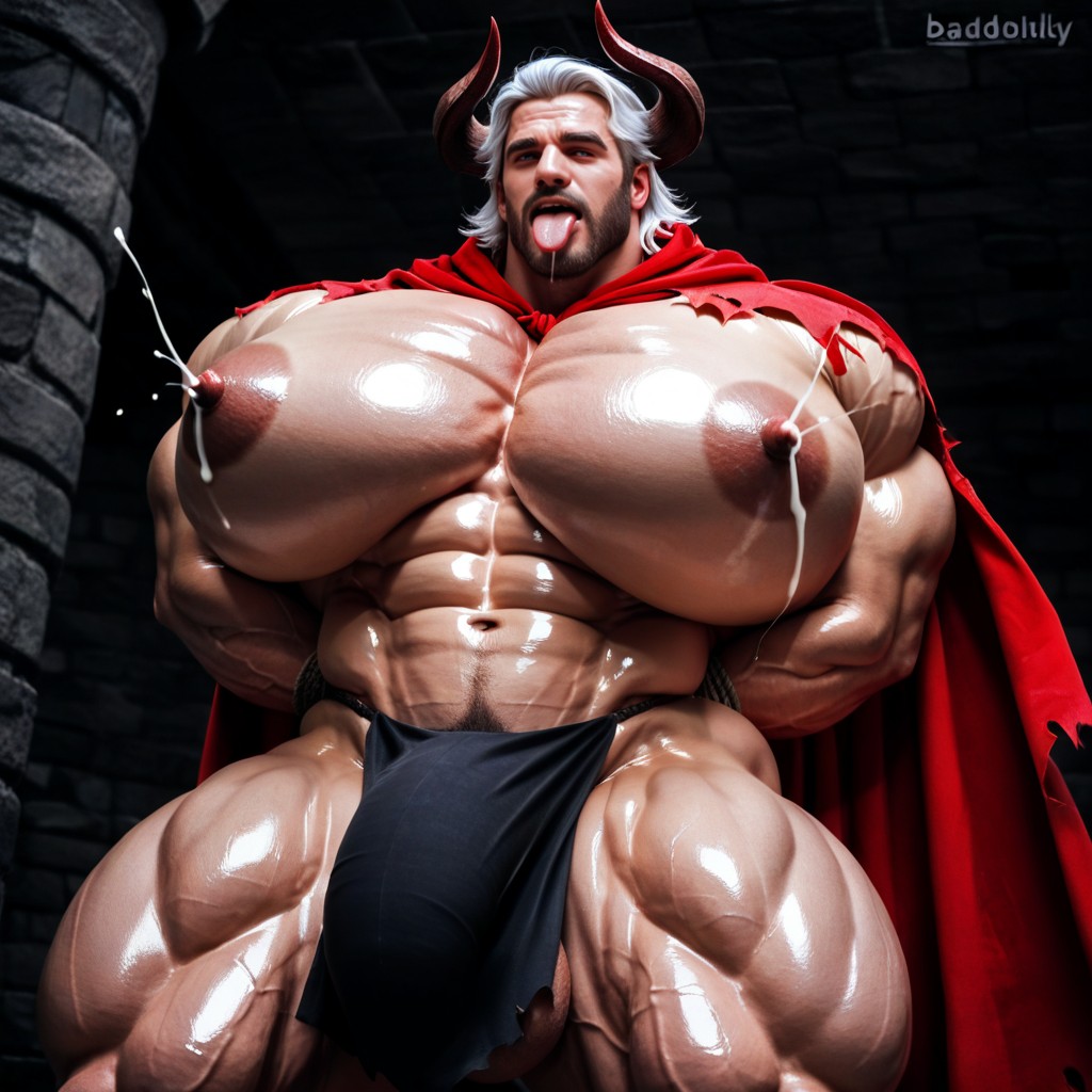 Extremely Large Ass, Oversized Muscles, Arms Behind Back AI Gay Porn