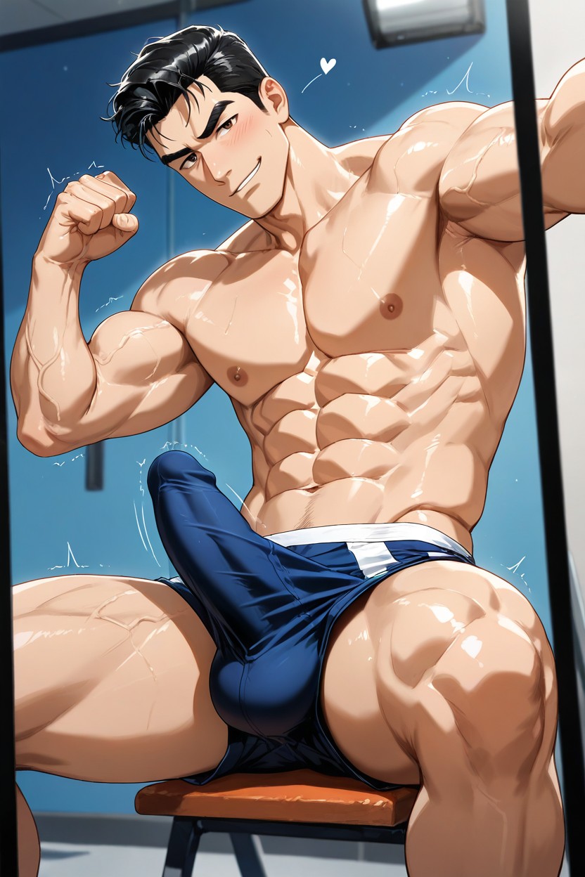 Leg Veins, Skin-hugging, Confident Smirk AI Gay Porn