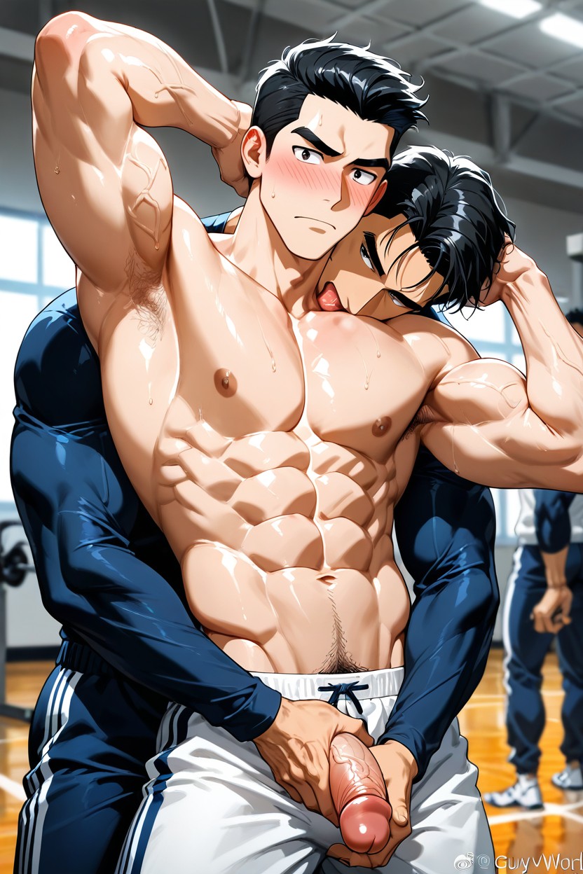 Korean, Hand On Crotch, 2 People AI Gay Porn