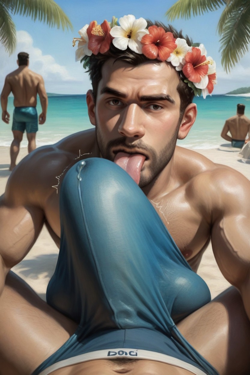 Voyeur, Cock Bulge In Briefs, Sitting Down Legs Spread AI Gay Porn