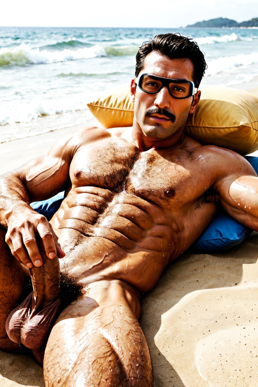 Dark Eyes, Black Hair, Mustache AI Gay Porn