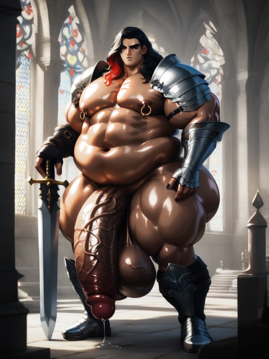 Morbidly Obese, Glossy Skin, Long Length AI Gay Porn