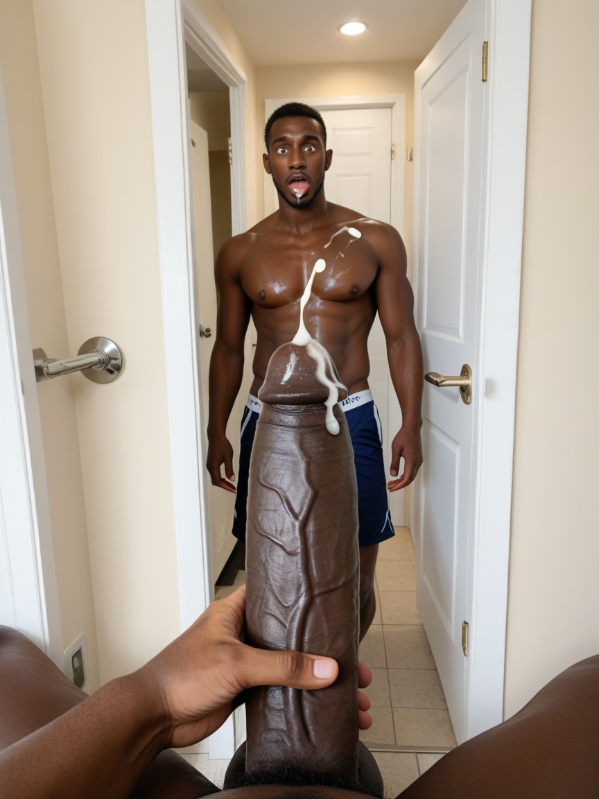 Door Opening, Gigantic Testicles, Man Standing In Doorway AI Gay Porn